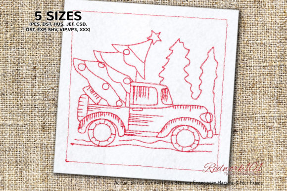 A Designer's Look at the 'Van with Christmas Tree' Embroidery Design