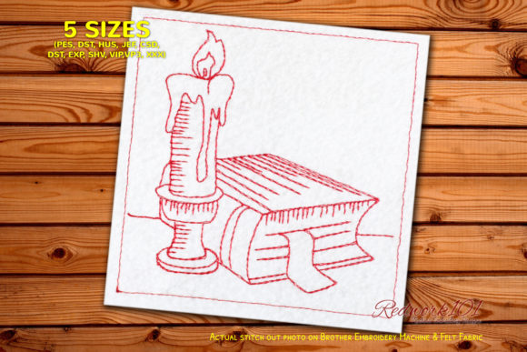 An Embroidery Designer’s Review of Bible and Candle Redwork Design