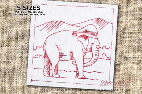 Christmas Elephant Embroidery Design for Boutique Apparel