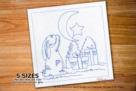 Christmas Rabbit and Moon Redwork Review for Seasonal Products