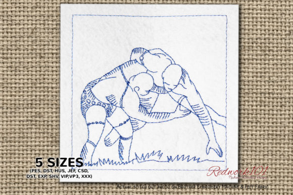 Testing the African Wrestling Bluework Embroidery Design